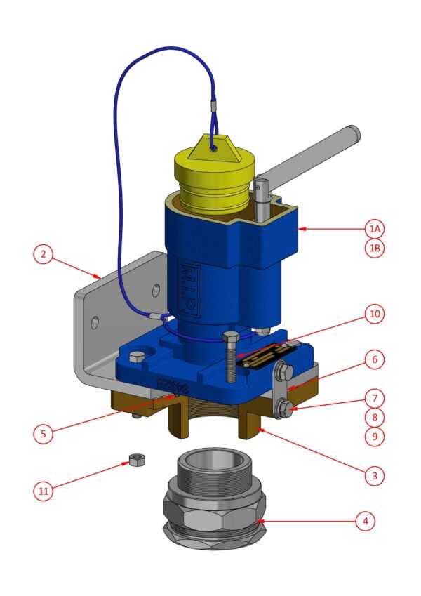 Receptacle Gland & Bracket (660V - 1100V) - 60 Amp Series AG664BRGB## - AG614BRGB##